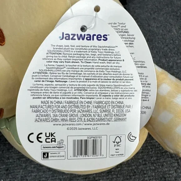 NEW Squishmallows Peanuts 2025 Woodstock W/ Bunny Ears Easter-Spring 8" Plush - Picture 6 of 6